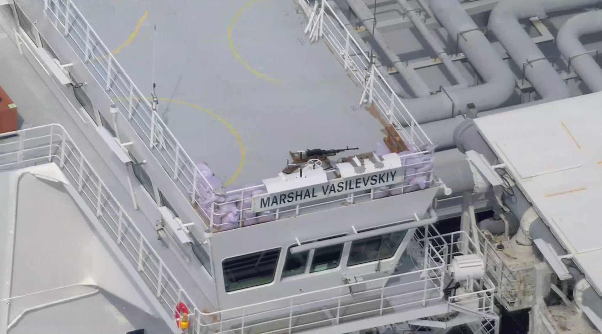 Vessel MARSHAL VASILEVSKIY equipped with machine gun.